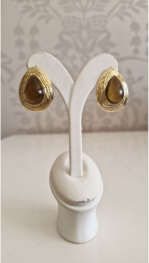 Kahve Taşlı Vintage Küpe