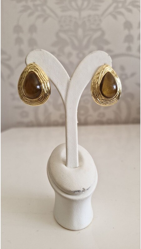 Kahve Taşlı Vintage Küpe