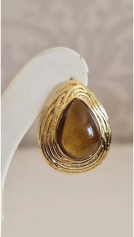 Kahve Taşlı Vintage Küpe